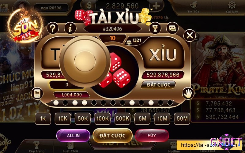 Game tài xỉu nhiều người chơi nhất trên các sòng casino online