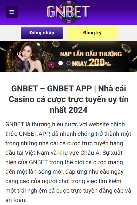 GNBET.APP là website chính thức của thương hiệu Casino GNBET
