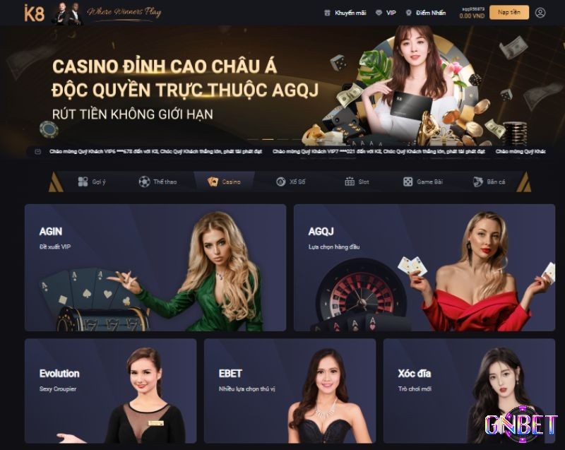 Top 10 casino trực tuyến uy tín, đáng tin cậy K8