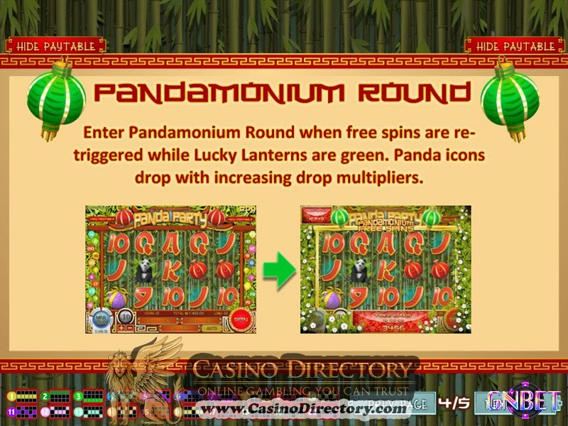 Vòng thưởng Pandamonium xuất hiện khi đang trong vòng quay miễn phí và đèn lồng bật xanh