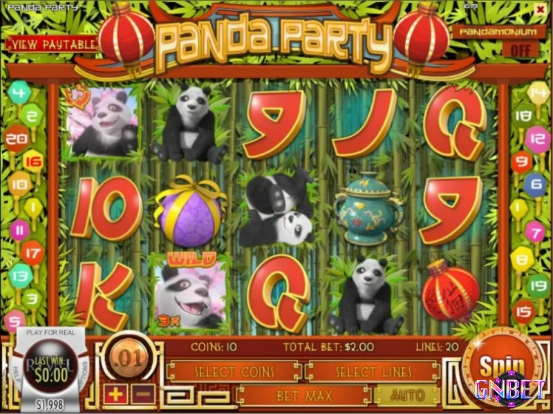 Nhấn nút Spin để quay thưởng Panda Party